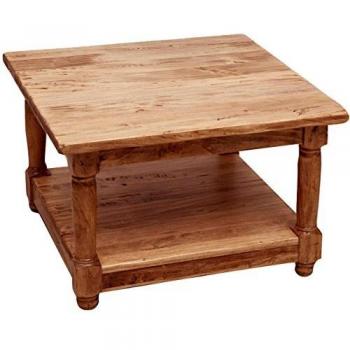 Mesita Cenicero Country de Madera Maciza de Tilo con Acabado Natural 70x70x45 cm