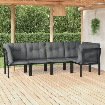 vidaXL 5 Piece Black and Grey Poly Rattan Garden Lounge Set