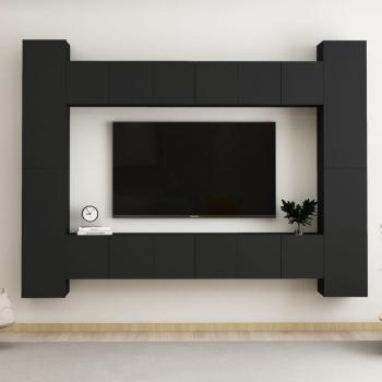 Juego de muebles para TV de 10 piezas en madera negra multicapa