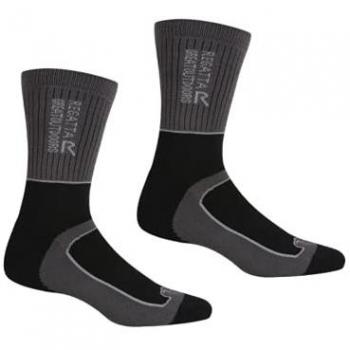 Regatta Mens Samaris 2 Season Sock - 2 Pack, Black/Dark Steel, Size: UK 9-12