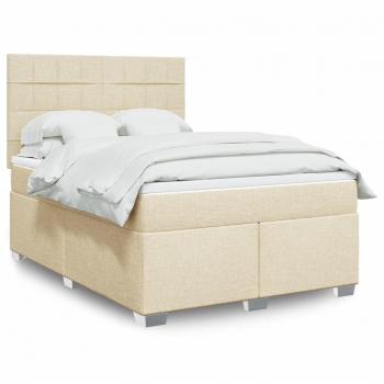 Cama Box Spring con Colchón de Tela Color Crema 140x190 cm