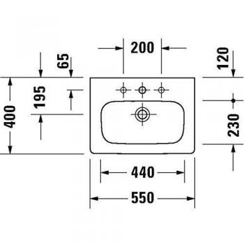 Lavabo compacto Duravit DuraStyle 550x400mm con rebosadero y un orificio para grifería, color blanco