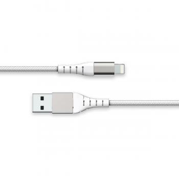 FORCE POWER - Cable Reforzado USB A - USB Lightning 1,2 m, Blanco