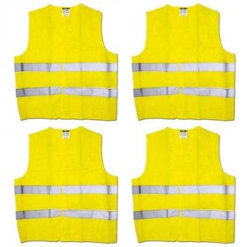 Maxpack - Juego de chalecos reflectantes, 4 unidades, lavables, color amarillo
