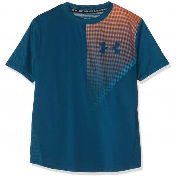 Under Armour Raid - Camiseta de Manga Corta para niño, Niños, 1306062-489, Techno Teal/Deceit, para jóvenes XS