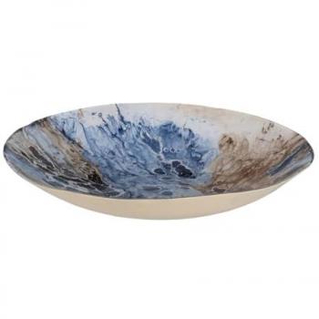 Plato Centro de Mesa en cristal con tonos azules y marrones de 39x39x6,5 cm