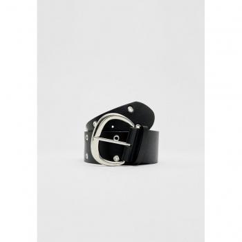 Stradivarius Black Wide Belt with Eyelets 34