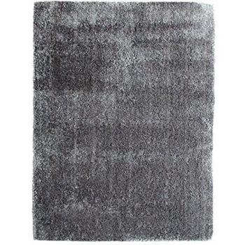 Alfombra de lana sintética de pelo largo 120 x 170 cm gris claro