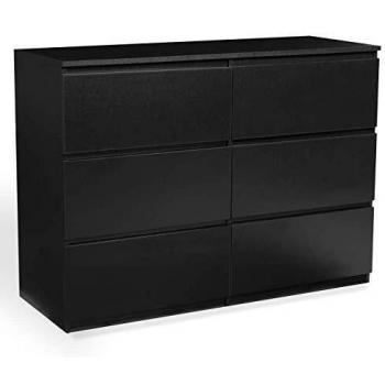 Arcón TOMI 6 Cajones 110 cm Madera Negro Diseño Contemporáneo