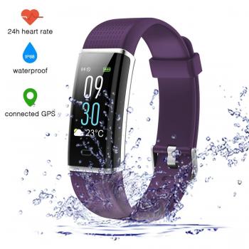 Pulsera Actividad Inteligente Impermeable IP68 Pantalla 0.96’’ a Color con 14 Modalidades 12-15 días Monitor de Ritmo Cardíaco con Monitor de Calorías GPS Captura de Cámara SNS para iOS y Android
