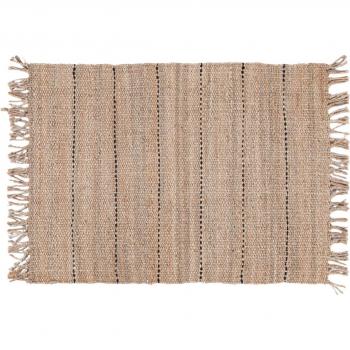 Alfombra de yute beige con flecos 170x120 cm Maya