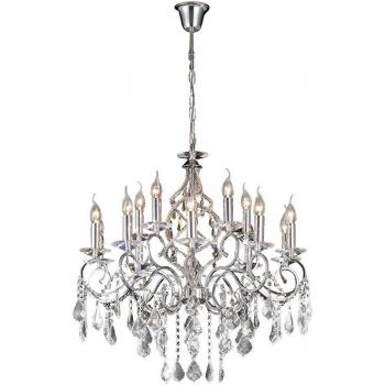 Lámpara colgante Torino 15 luces cromo pulido cristal