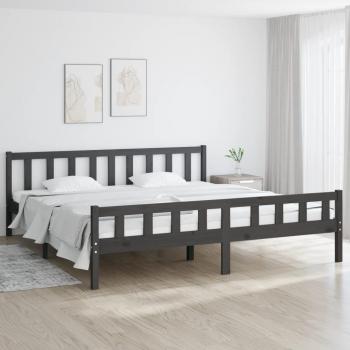 Cama de madera maciza gris 200x200 cm