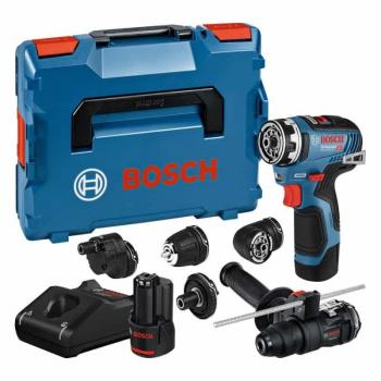 Atornillador a batería Bosch Professional 12V System GSR 12V-35 FC con tecnología Brushless y 5 cabezales FlexiClick