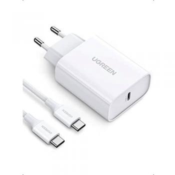 UGREEN 30W Cargador USB C con Cable USB C de 2M, Cargador PD 3.0 Admite PPS Retracompatible 20W Compatible con iPad Pro Air Macbook Air M1 Galaxy S22 S21 S20 S10 Note 20 Xiaomi Mi11 iPhone 13 SE 2022