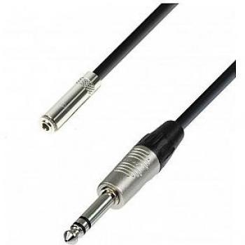 Cable de Extensión para Auriculares 3m Jack 3,5 mm a Jack 6,3 mm Estéreo Adam Hall