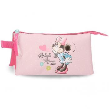 Estuche triple Minnie Mouse Imagine con tres compartimentos y cremallera