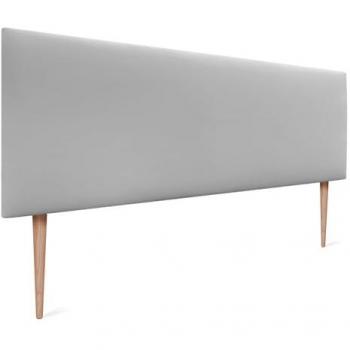 Cabecero Tapizado de Polipiel AQUALINE Liso 150x105cm con Patas - Gris Claro