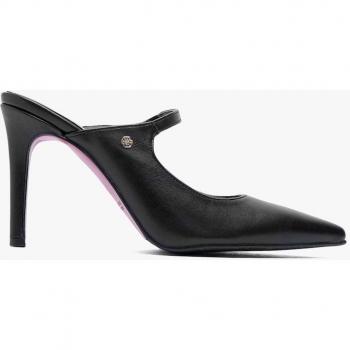 Zapatos de salón destalonados negros de mujer en sintético