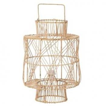 Lámpara de Techo de Ratán Natural y Metal 35x35x50 cm - Iluminación y Decoración