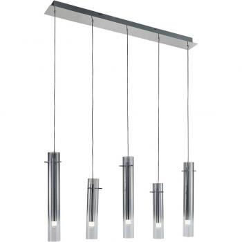 Plafón LED Korvitha de Lucande, 5 luces, color gris, material cristal