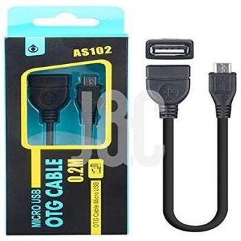 Cable Negro Conector OTG microusb Macho a USB Tipo a Hembra 20cm