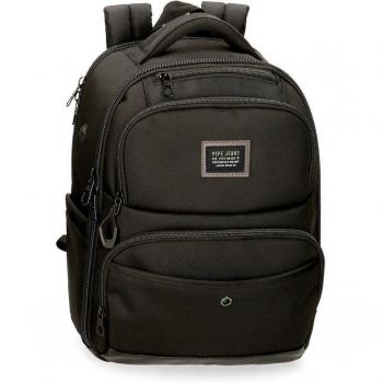 Mochila porta ordenador Pepe Jeans Leighton dos compartimentos 42 cm en negro