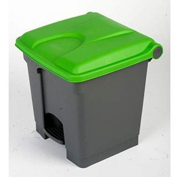 Colector de Residuos con Pedal 30L - Dimensiones 410x435x400 mm, Color Gris con Tapa Verde