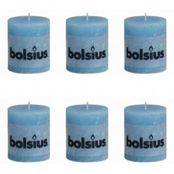 Bolsius - Vela cilíndrica de parafina, rústico, tamaño 8 cm, color azul