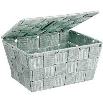 WENKO Cesta para el baño Adria con tapa menta - cesta para el baño con tapa, Polipropileno, 19 x 10 x 14 cm, Verde menta