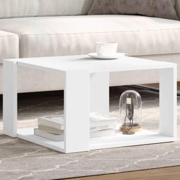 Mesa de centro de madera de ingeniería 51,5x51,5x30 cm en Blanco, Negro y Roble Sonoma - Mesita de Salón o Comedor Auxiliar Mesa de Café Meuble Salón