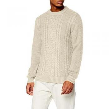 Jack & Jones JJKIM Crew Neck Suter Pulver, Cloud Dancer/Fit: Knit, L para Hombre