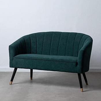 Sofá 2 plazas tapizado Verde Oscuro de Terciopelo y Madera de 128x72x80 cm - LOLAhome
