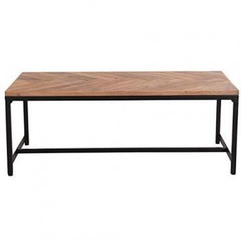 Mesa de centro moderna en acacia y metal negro Stick - Miliboo