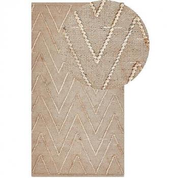 Alfombra de Yute Beige 80 x 150 cm Hecha a Mano Patrón Geométrico