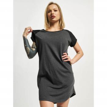 Urban Classics Women's Contrast Raglan Tee Dress - XS to 5XL - Black/Grey