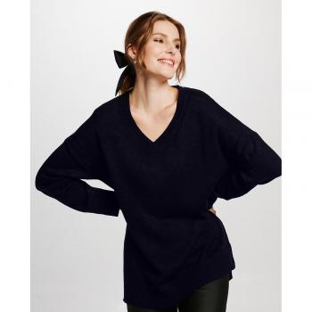Jersey Vila Reggie azul oscuro cuello pico para mujer