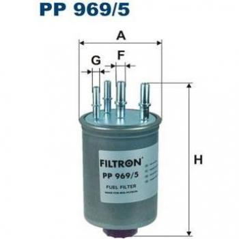 Filtro de combustible FILTRON PP 969/5, tipo: Filtro de combustible, características: diseñado para filtrar impurezas del combustible, compatible con diversos modelos de vehículos, alta eficiencia en la retención de partículas, construcción robusta