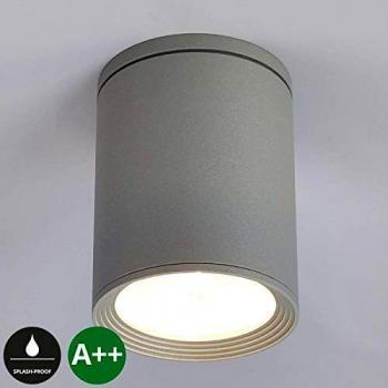 Lámpara de Techo Redonda 'Minna' en Gris Plata, IP54, E27, de Aluminio - Lucande