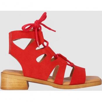 Sandalias de Tacón Rojo Chika10 - Modelo Polea 03 de Piel para Mujer