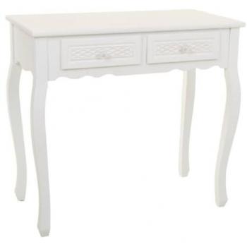 Recibidor de Madera Blanco Romántico con 2 Cajones 80x40x75 cm