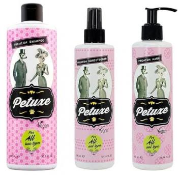 Petuxe Cosmetics Pack Champú, Mascarilla y Acondicionador para Todas las Razas - Cuidado de la Piel de Mascotas, Vegano, Lava en Profundidad, con Vitamina E