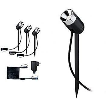 Kit de Focos LED para Jardín Paulmann Plug&Shine Pike 3x3,5W 3000K IP65 Antracita Regulable
