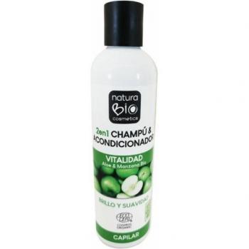 Naturabio Cosmetics Champú y Acondicionador 2 en 1 Vitalidad con Aloe y Manzana Ecológico - 250ml