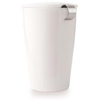 Tea Forte KATI Single Cup Loose Leaf Tea Brewing System, Insulated Ceramic Cup with Tea Infuser and Lid, Orchid White - NEW Infuser Design by Tea Forte
