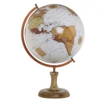 Globo Terráqueo Vintage Home ESPRIT Marrón PVC con Base de Madera de Mango 47 x 45 x 70 cm