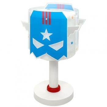 Lámpara de mesa infantil Superhéroe Blue Hero E14 en azul y blanco