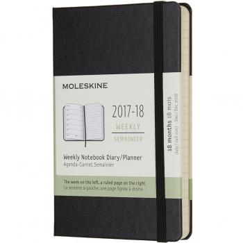 Moleskine DHB18WN2Y18 - Agenda semanal 2017-2018, de bolsillo, 18 meses, tapa dura, color negro