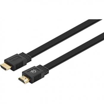 MANHATTAN HDMI CABLE ETHERN 2M 4K/60HZ -FLAT MALE/MALE BLACK POLY