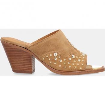 Mules de mujer Alpe 5113 11 en serraje con detalle de tachas y tacón bloque